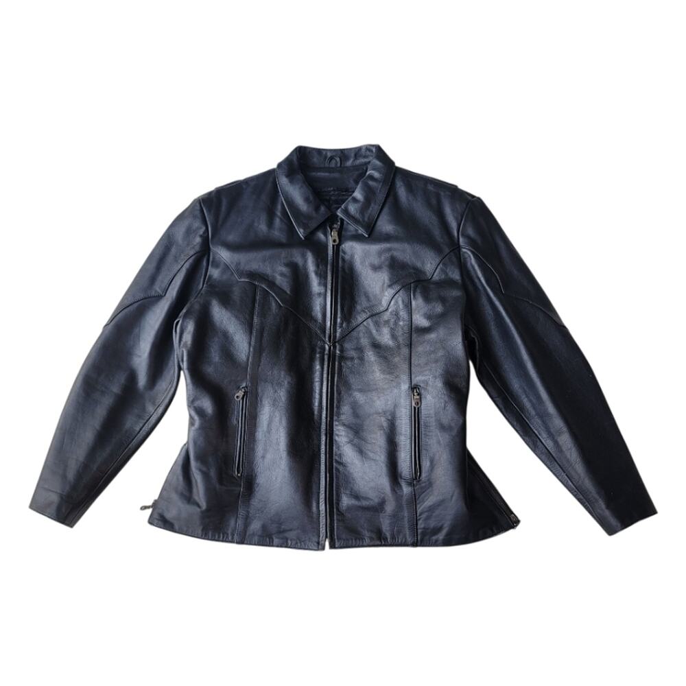 Wild Ride Women's Vintage Black Leather Fitted Motorcycle Jacket Lined 22 XL - Picture 4 of 13